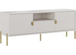 Dmora Mobile Porta Tv Rabattone 155X39.6X68.7H Cm Beige, Ripiani Un Cassetto