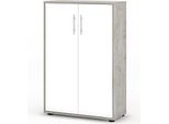 Dmora Armadio Multiuso 2 Ante Parabita 78.5X118H Cm Grigio Cemento, 4 Ripiani 2 Ante