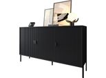 Dmora Credenza Ostiglia 203.4X49X83H Cm Nero, Ripiani Cassetti