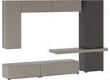 Dmora Parete Attrezzata Portula 240X50X196H Cm Grigio Tortora, 5 Ripiani Modulabile