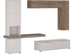 Dmora Parete Attrezzata Riccia 280X50X207H Cm Beige, 9 Ripiani Modulabile