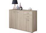 Dmora Credenza Meldola 103X34X74H Cm Marrone Rovere Nodi, 2 Cassetti Un Ripiano