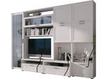 Dmora Parete Attrezzata Cicala 300X50X215H Cm Bianco, 5 Ripiani Modulabile