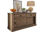 Dmora Credenza Lupara 138X50X95H Cm Marrone Noce, 2 Ripiani 2 Cassetti