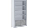 Dmora Libreria Spinoso 104.8X41.8X191H Cm Bianco, 3 Ripiani 2 Ante