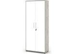 Dmora Armadio Multiuso 2 Ante Saponara 78.5X188H Cm Grigio Cemento, 4 Ripiani 2 Ante