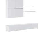 Dmora Parete Attrezzata Bagnaria 200X40X194H Cm Bianco, 4 Ripiani Modulabile