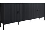 Dmora Credenza Viale 203.4X49X83H Cm Nero, 4 Ripiani Cassetti