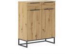 Dmora Credenza Fiastrone 78X37X99H Cm Marrone Rovere Nodi, 2 Cassetti 2 Ripiani