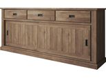 Dmora Credenza Malonno 220X50X95H Cm Marrone Noce, 2 Ripiani 3 Cassetti