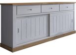 Dmora Credenza Malonno 220X50X95H Cm Bianco, 2 Ripiani 3 Cassetti
