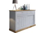 Dmora Credenza Lupara 138X50X95H Cm Bianco, 2 Ripiani 2 Cassetti