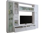 Dmora Parete Attrezzata Carenno 268X50X209H Cm Bianco, 8 Ripiani Modulabile