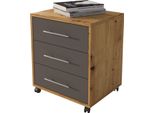 Dmora Cassettiera Pisano 43X40X57H Cm Marrone Rovere, 3 Cassetti Apertura Scorrevole