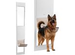 Porta Per Cani Vevor Per Porta Scorrevole In Vetro, Regolabile In Altezza 2311-2439 Mm, Telaio In Lega Di Alluminio Con Cerniere Metalliche Girevoli E Serratura, Dimensioni Tenda 346 X 600 Mm, Bianco