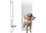 Porta Per Cani Vevor Per Porta Scorrevole In Vetro, Regolabile In Altezza Da 2311 A 2439 Mm, Telaio In Lega Di Alluminio Con Cerniere Metalliche Girevoli E Serratura, Dimensioni Tenda 260,4 X 412,8 Mm, Bianco