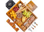 Tagliere Per Formaggi E Salumi Con Set Di Coltelli Per Formaggio - Tagliere Per Aperitivo In Legno Di Acacia, Migliore Dei Taglieri In Bambù