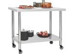 Vidaxl Piano Di Lavoro Per Cucina Con Rotelle 100X45X85 Cm In Acciaio Inox