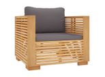 Poltrona Da Giardino Con Cuscini Grigio Scuro In Teak Massiccio