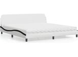 Vidaxl Letto Con Materasso "Dover"" Bianco E Nero 200X200 Cm In Pelle Finta"