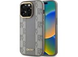 Dkny DKHMP14LPCPVSLE Custodia Rigida Per Iphone 14 Pro 6,1" Beige In Pelle A Scacchi Con Motivo Mono Magsafe"