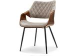 Sedia Da Pranzo Di Design Nenet - Noce / Beige / Nero