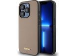Dkny Dkhmp15Lpghlme Custodia Rigida Per Iphone 15 Pro 6.1 BeżOwy/Beige Logo In Metallo Granulato Magsafe