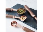 4Pz/Set Di Cucchiai Dosatori In Acciaio Inox Oro Rosa Con Manico In Legno