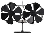 6 Lame Ventilatore Da Stufa Alimentato A Calore A Doppia Testa Ventilatore Da Caminetto Domestico Non Elettrico Nero