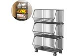 Cestino Di Frutta A 3 Livelli Per Carrello Di Stoccaggio Della Cucina Cestino Di Stoccaggio Impilabile In Filo Metallico Cestini Organizzatori Di Spuntini Con Ruote Rotanti Cestini Di Stoccaggio Di Cipolle Di Patate Rack Per Cucina Soggiorno Ufficio Domestico