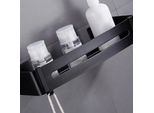 Punch Free Shower Storage Rack Scaffali D'angolo Per Il Bagno In Lega Di Alluminio Per La Casa Rettangolare Nero