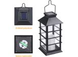 Tomshine Vintage Style Solar Powered Lantern Lights Flickering Flame Fire Candle Led Lamp Outdoor Hanging Decorative Lighting For Garden Patio Courtyard