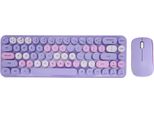Tastiera Usb Mouse 2.4G Wireless 68 Tasti Basso Consumo Retro Cute Abs Gaming Keyboard Mouse Per Pc Viola Colore Misto