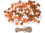 200Pcs Perline Di Legno Rotonde In Legno Agriturismo Perline Distanziatore Decorativo Per Fai Da Te Ghirlanda Artigianato Gioielli Makingorange