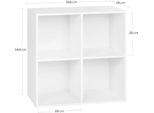Libreria - Scaffale A Cubo 4 Scomparti - 59,6X59,8X29 Cm - Truciolare/Mdf - Indipendente - Moderno - Montaggio Facile - Bianco