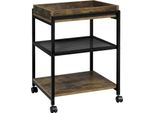 Tavolino - 3 Livelli Con Rotelle - Piano Rimovibile - 40X30X53,7 Cm - Truciolare + Struttura In Metallo - 10 Kg/Livello, 30 Kg In Totale - Look Legno Vintage + Nero