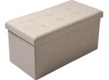 Cassapanca - Sgabello/Panchina Pieghevole - 76X38X38 Cm - Rivestimento In Lino - Coperchio Rimovibile - Panca Da Letto/Pedana - Beige