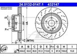 2X Ate 24.0132-0147.1 Disco Freno Asse Anteriore