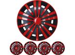 4X Set Di Coprimozzi Premium Design "Spinel"" 15 Inch In Rosso/Nero"