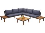 Set Da Giardino HWC-E97, Divano Lounge Set, Legno Di Acacia Mvg, Grigio