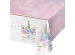 Tovaglia Unicorno Decorazione Festa Rosa E Bianca 137 X 259 Cm - Taglia Unica