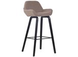 Sgabello Da Bar Clp Newnan Tessuto Struttura In Rovere A 4 Gambe Con Poggiapiedi, Taupe Nero (Rovere)