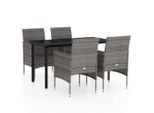 Syfax™ Set Da Pranzo Da Giardino 5 Pz Con Cuscini Grigio E Nero