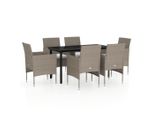 Syfax™ Set Da Pranzo Da Giardino 7 Pz Con Cuscini Beige E Nero
