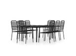 Syfax™ Set Da Pranzo Per Giardino 9 Pz Con Cuscini Nero