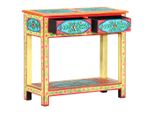 Consolle Dipinta A Mano 80×35×75 Cm In Legno Massiccio Di Mango