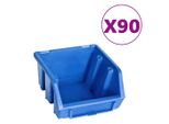 Vidaxl Set Di Contenitori Da 96 Pezzi Per Minuteria Con Piastre A Muro Blu Nero
