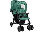 Vidaxl Passeggino Gemellare Tandem Acciaio Verde