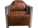Poltrona In Vera Pelle Divano Club Lounge Retro Aviatore Vintage Alluminio Aereo