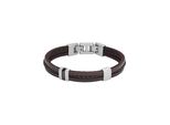 Armband Fossil "Schmuck Geschenk Edelstahl Leder Armschmuck Jewelry", Braun (Edelstahlfarben, Braun), ArmbäNder, Damen, 19,5Cm, Edelstahl Leder, Edelstahl, Leder, Armband